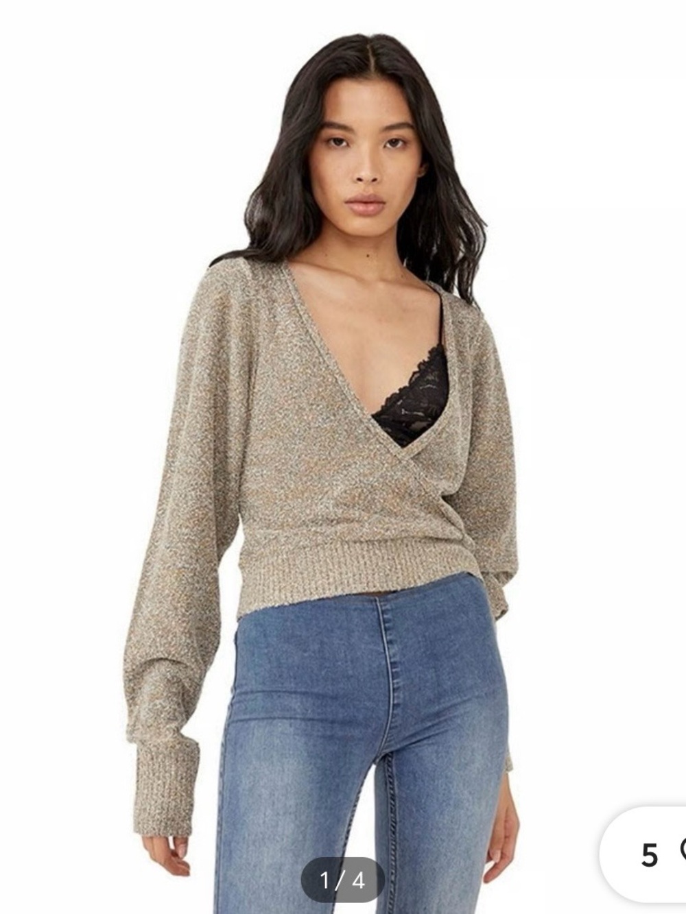 Free People Going For The Gold Top Wrap Sweater in Size Medium